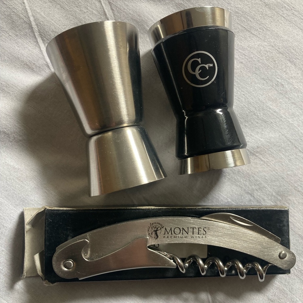 Bundle of Bar Tools - Wine Opener and Measuring Jigs